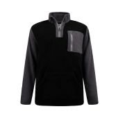 D555 Mens Big Size 1/4 Zip Neck Bonded Fleece Sweatshirt With Kangaroo and Chest Pockets