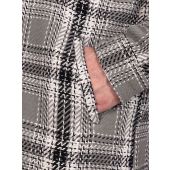 D555 Mens Big Size Long Sleeve Grey Check Shacket Hooded Overshirt With Chest and side Pockets