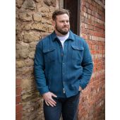 D555 Mens Big Size Long Sleeve Navy Herringbone Shacket Overshirt With Chest and Side Pockets