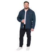 D555 Mens Big Size Long Sleeve Navy Herringbone Shacket Overshirt With Chest and Side Pockets