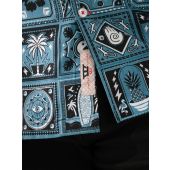D555 Mens Big Size Printed Cuban Collar Resort Short Sleeve Shirt