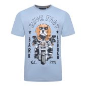 Kam Mens Big Size Dog Biker Print Crew Neck T Shirt