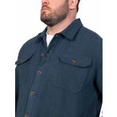 D555 Mens Big Size Long Sleeve Navy Herringbone Shacket Overshirt With Chest and Side Pockets