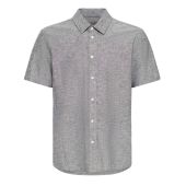 Blend Mens Big Size Linen Mix Short Sleeve Shirt