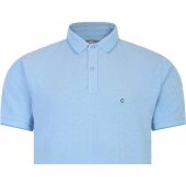 Peter Gribby Mens Big Size Pique Cotton Polo With Small Square Pattern And Contrast Collar And Cuff