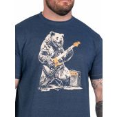 D555 Mens Big Size Bear With Electric Guitar Printed Crew Neck T-Shirt