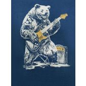 D555 Mens Big Size Bear With Electric Guitar Printed Crew Neck T-Shirt