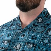 D555 Mens Big Size Printed Cuban Collar Resort Short Sleeve Shirt