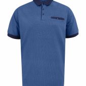 D555 Mens Big Size All Over Print With Contrast Collar And Cuff Short Sleeve Polo With Chest Pocket