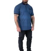D555 Mens Big Size All Over Print With Contrast Collar And Cuff Short Sleeve Polo With Chest Pocket