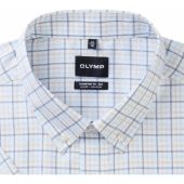 Olymp Mens Big Size Comfort Fit Check Button Down Collar Casual Short Sleeve Shirt