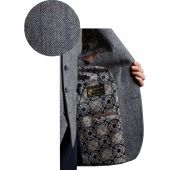 Scott Mens Big Size Wool Herringbone Check Sports Jacket