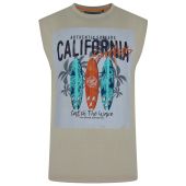 Kam Mens Big Size California Surf Print Sleeveless Tee