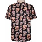 Kam Mens Big Size Ghost Skull Print Short Sleeve Shirt