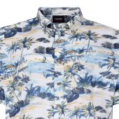 Espionage Mens Big Size Palm Print Casual Short Sleeve Shirt