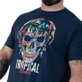 D555 Mens Big Size Tropical Beats Print Crew Neck T Shirt