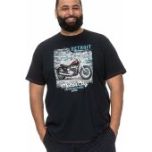 D555 Mens Big Size Detroit Motor Bike Print Cotton Crew Neck T Shirt