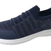 D555 Mens Big Size Navy Kingsize Hands Free Knitted Shoes Faux Laces