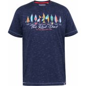 D555 Mens Big Size Fishing Hook Print Crew Neck T Shirt