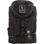 Kings Road Mens Big Size Plain Brushed Cotton Button Down Collar Cotton Casual Long Sleeve Shirt With Breast Pocket