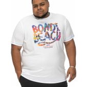 D555 Mens Big Size Bondi Beach Print Cotton Crew Neck T Shirt