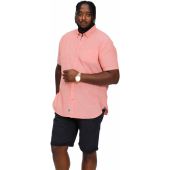 D555 Mens Big Size Linen Mix Button Down Collar Short Sleeve Casual Shirt With Breast Pocket