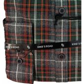 Kings Road Mens Big Size Brushed Cotton Button Down Collar Check Casual Long Sleeve Shirt With Breast Pocket
