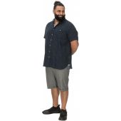 D555 Mens Big Size Jacquard Linen Mix Short Sleeve Shirt