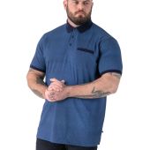 D555 Mens Big Size All Over Print With Contrast Collar And Cuff Short Sleeve Polo With Chest Pocket