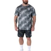 D555 Mens Big Size Sports Top Dry Wear Light Weight All Over Print Crew Neck T-shirt