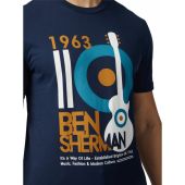 Ben Sherman Mens Big Size Guitar Poster Print Cotton Crew Neck T Shirt