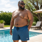 Espionage Mens Big Size Geometric Print Swim Shorts