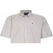 Espionage Mens Big Size Button Down Collar Check Short Sleeve Shirt With Breast Pocket