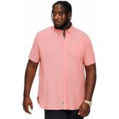 D555 Mens Big Size Linen Mix Button Down Collar Short Sleeve Casual Shirt With Breast Pocket