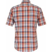 Casa Moda Mens Big Size Seersucker Check Casual Fit Cotton Short Sleeve Shirt With Breast Pocket
