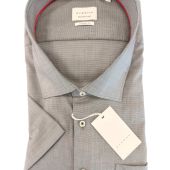Eterna Mens Big Size Comfort Fit Mini Dogtooth Formal Short Sleeve Shirt