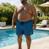 Espionage Mens Big Size Geometric Print Swim Shorts