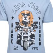 Kam Mens Big Size Dog Biker Print Crew Neck T Shirt
