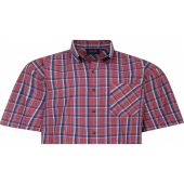 Espionage Mens Big Size Short Sleeve Check Shirt With Button Down Collar And Chest Pocket