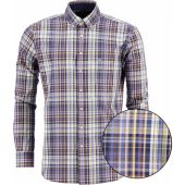 Fynch Hatton Mens Big Size Button Down Cotton Check Casual Long Sleeve Shirt