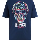D555 Mens Big Size Tropical Beats Print Crew Neck T Shirt