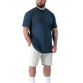 D555 Mens Big Size Waffle Stripe Cotton Crew Neck T Shirt