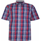 Espionage Mens Big Size Cotton Button Down Collar Check Short Sleeve Shirt