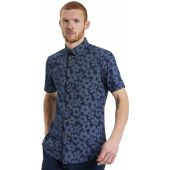 Ben Sherman Mens Big Size Stipple Floral Print Butto Down Casual Short Sleeve Shirt