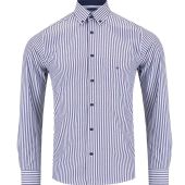 Douglas And Grahame Mens Big Size Cotton Bengal Stripe Button Down Collar Long Sleeve Casual Shirt