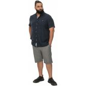 D555 Mens Big Size Jacquard Linen Mix Short Sleeve Shirt
