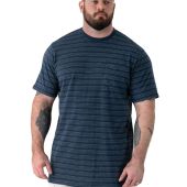 D555 Mens Big Size Waffle Stripe Cotton Crew Neck T Shirt