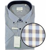 Eterna Mens Big Size Comfort Fit Button Down Collar Gingham Check Short Sleeve Shirt