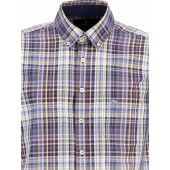 Fynch Hatton Mens Big Size Button Down Cotton Check Casual Long Sleeve Shirt