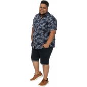 D555 Mens Big Size Leaf Print Short Sleeve Shirt